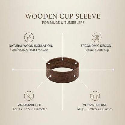 Office Desk & Home Coffee Station Accessory, Wooden Cup Sleeve - Image 5