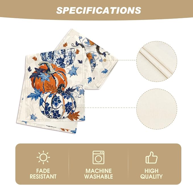 Artoid Mode 210 GSM Fall Table Runner 13x36 Inch Home Party Decor | Pumpkins - Image 5