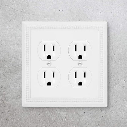 Henne Bery Sunken Pearls Heavy Duty Decorative Wall Plate Switch Plate Outlet Cover (Double Duplex, White)
