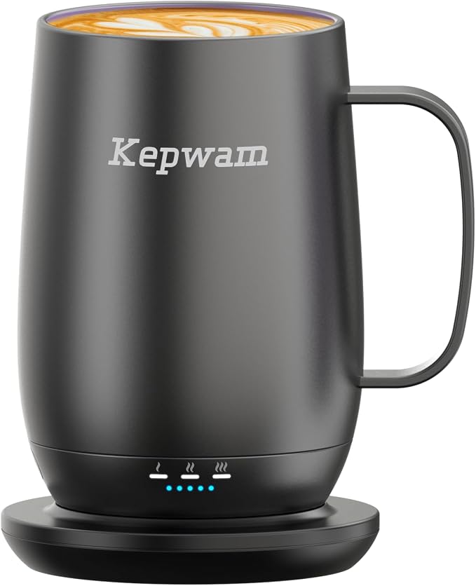 Kepwam Heated Coffee Mug T2-Plus, 20oz Large Capacity Longer Battery Life | by Kepwam