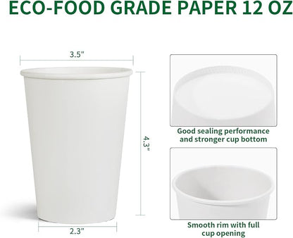 RACETOP Paper Coffee Cups 12 oz 300 pack, Paper Cups Disposable, Hot Coffee Cups - Image 2