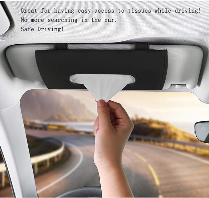 Carstuus Car Tissue Holder, Sun Visor Napkins Holder, Car Accessories | Black - Image 3