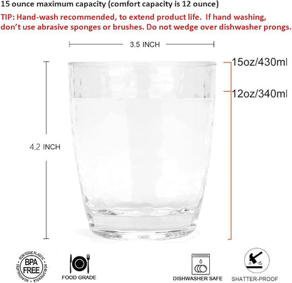 KOXIN-KARLU Hammered 15-ounce and 26-ounce Plastic Tumbler Acrylic Glasses - Image 2