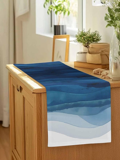 Navy Blue Ombre Table Runners 36 Inches Long, Abstract Modern Stripe Table - Image 7