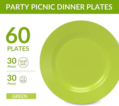 Plastic Plates Disposable 60 PCS, Heavy Duty 30 Dinner Plates 10.25" and 30 - Image 2