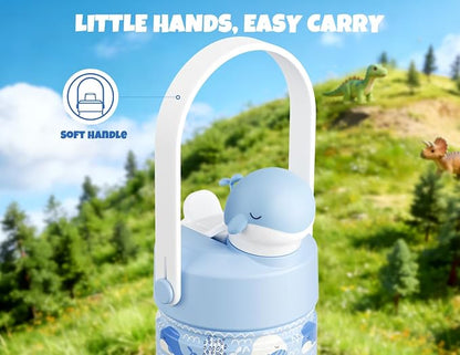 POWCAN 12 oz Kids Water Bottle for School: 2-in-1 Straw Spout Lid - Image 6
