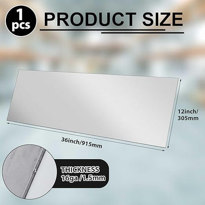 12 x 36 Inch 16 Gauge Mild Steel Sheet Metal Plate, Square Weldable Carbon Cold Rolled Panels for Industrial DIY Welding, Craft Use Accessories, Easy Formability Smooth Surface
