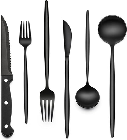 EWFEN 24-Piece Black Silverware Set by EWFEN
