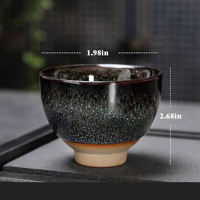 Teacups, Sake Cups Handmade Ceramic Mug Set 2.5 oz 6 Color Earthenware Teacups - Image 3