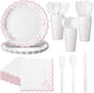 Sieral 144 Pcs Coquette Birthday Party Decor, Scalloped Paper Plates, Napkins by Sieral