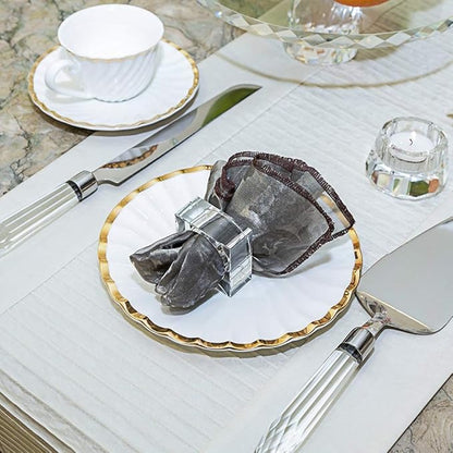 Crystal Napkin Holder Rings Square Design, Christmas Decorations for Dinner Clear 2" Set of 4