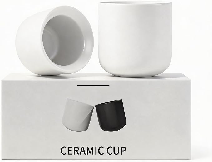 Espresso Cups Set of 2-3oz Demitasse Mugs Modern Thick Walled Durable Ceramic by Unknown