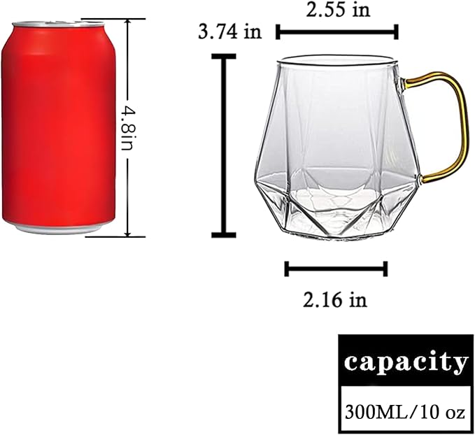 AEFPOYMXU 10 oz Clear Glass Espresso Cups Set of 2 Coffee Cups - Image 4
