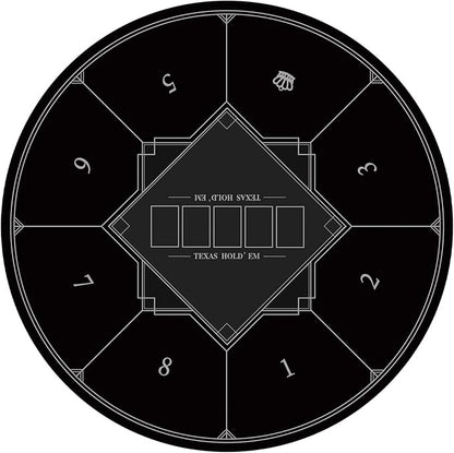 nuveti 24/31/47/55/63inch Round Poker Mat for Texas Holdem | Portable Poker Table Top with Art Deco Layout Print 6-8 Player Game Layout Mat to Play Cards, Poker Games, Blackjack, Casino