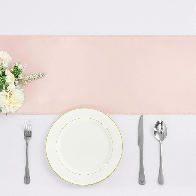 Pufogu 10-Pack Rose Gold Satin Table Runner 12 x 108 Inch Long Bright and - Image 2