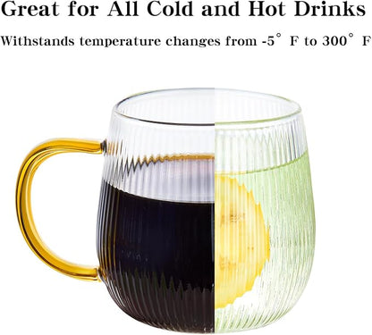 GLASKEY Borosilicate Glass Coffee Mugs Set of 2, 12 oz Glass Coffee Cups - Image 5