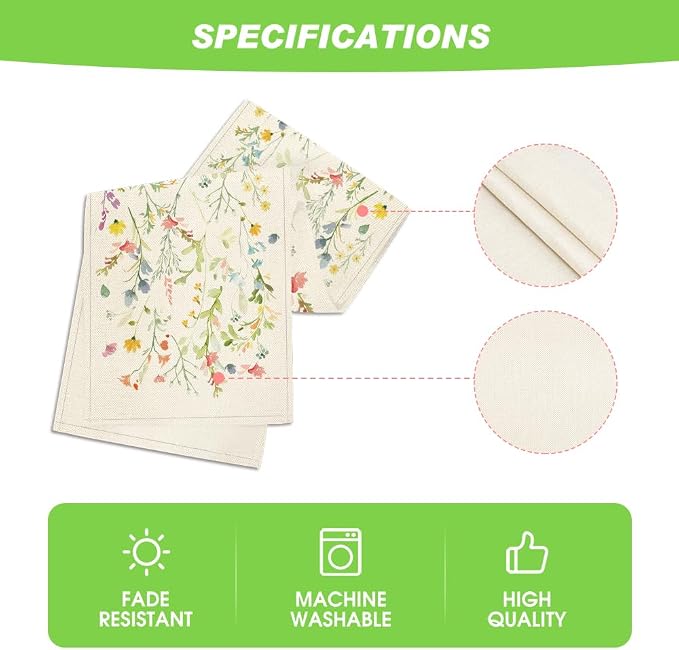 Artoid Mode Wildflowers Bloom Flowers Spring Table Runner, Seasonal Summer - Image 5