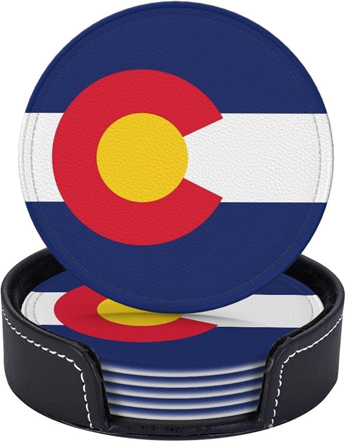 6 Pack Colorado Flag Leather Coaster by GTEVUTS