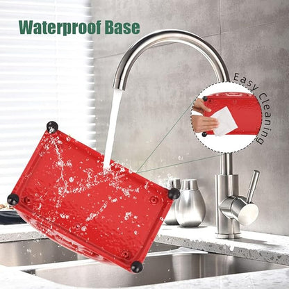 Napkin Holder for Table - Vintage Farmhouse Kitchen Restaurant Cast Iron Napkin Holder for Dinner Cocktail Paper Napkins, Red