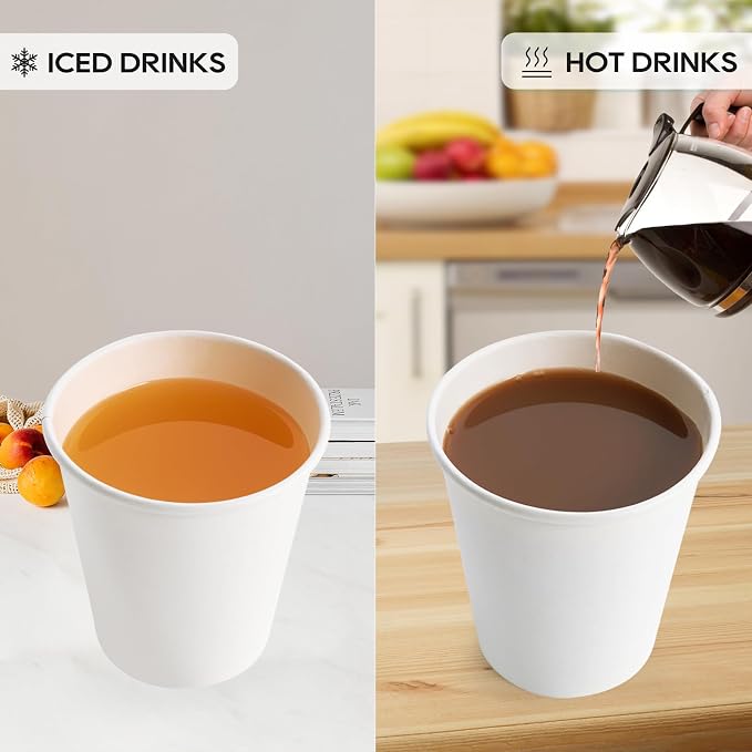 JOLLY PARTY 10 oz Paper Coffee Cups, Disposable Paper Coffee Cup - Image 6