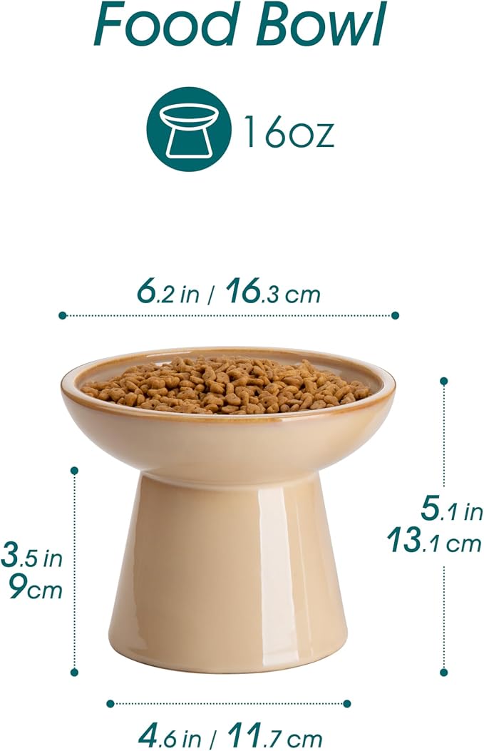 vancasso Elevated Cat Food Bowls 2-Pack, 6.2" Wide Shallow Cat Feeding Bowl - Image 2