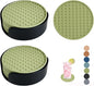 Set of 12 Silicone Coasters, 4'' Drink Coaster with Holder, Round Coasters for Drinks Beer Coffee Home Office Bar Desk Tabletop Protection, Non-Slip Rubber Coaster (Green, 12 Pcs-Plastic Holder)
