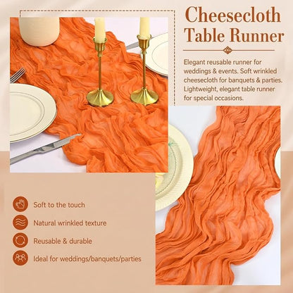 12 Pack Orange Cheesecloth Table Runner 17x108 Inch Boho Rustic Semi Sheer - Image 5