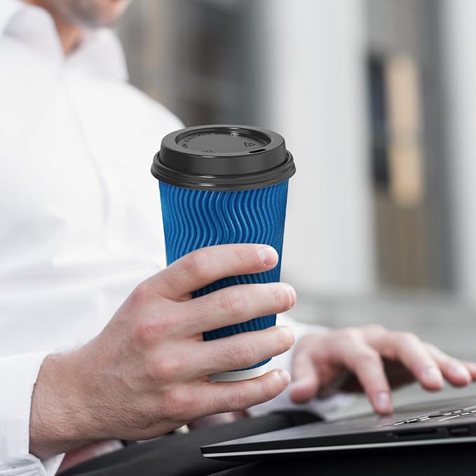 SIUQ 90 Pack 16 oz Disposable Coffee Cups - Image 6