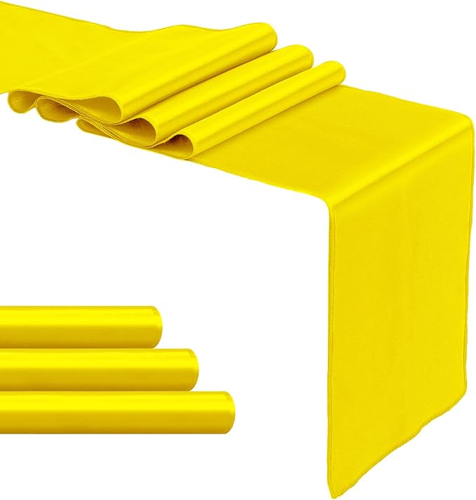 4-Pack Yellow Satin Table Runner 12 x 108 Inch Long Bright and Smooth Silk - Image 8