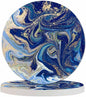 Blue and Gold Liquid Marble Coasters for Drinks 2 Pack Ink Marbling Fluid Splash Beautiful Blue Acrylic Tabletop Protection Kitchen and Coffee Table Décor & Accessories,Set of 2