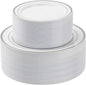 BESTSTAR 100PCS Silver Plastic Plates Set, 50 10.25 inch Dinner Plate and 50 7.5 inch Dessert Plates, Premium Disposable Plates for Party, Wedding