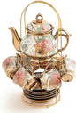 CHANJOON Gold Plated Red Rose Ceramic Tea Set, Vintage Tea Sets by CHANJOON