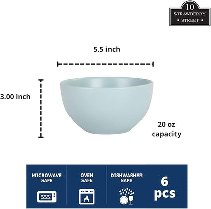 10 Strawberry Street Wazee Matte 5.5"/16oz Cereal Bowl, Mineral Blue - Image 2
