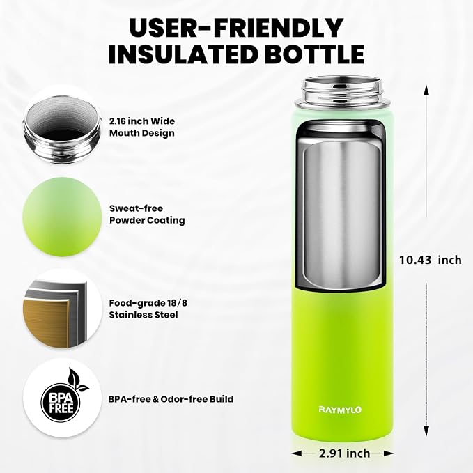 RAYMYLO Insulated Water Bottle 24 oz, Triple Wall Vacuum Stainless Steel | - Image 5