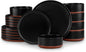 LIANYU Plates and Bowls Sets, 18 Pieces Stoneware Dinnerware Set by LIANYU