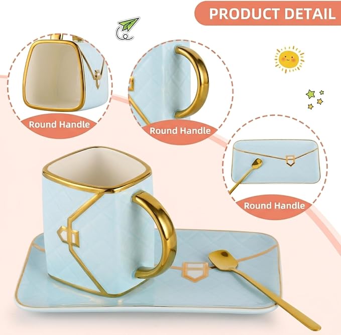Purse Shaped Mug Set, 10 oz Ceramic Handbag Cup - Image 4