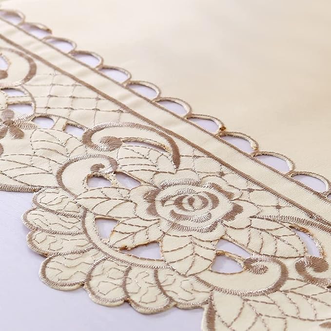 Arzoe Embroidered Lace Table Runner Elegant Vintage Mantel Scarf Dresser - Image 5