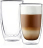 CNGLASS Double Wall Thermo Glass Cup 13.5 oz, Insulated Glass Coffee Set of 2 by CNGLASS