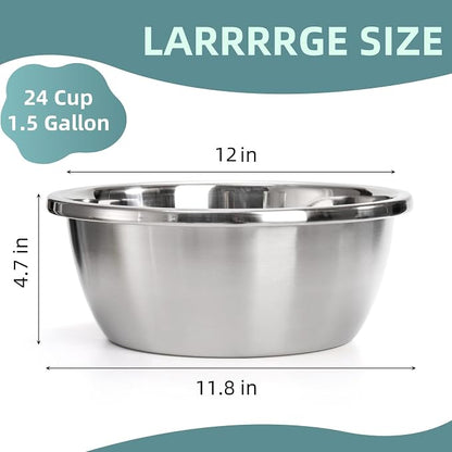 WRINGKIT 2 Pack Large Dog Bowls, 1.5 Gallons Deep Stainless Steel Water Food - Image 3