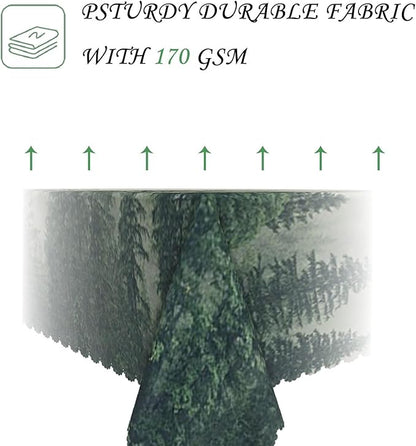 60x102 Inch Nature Scenery Rectangular Tablecloth Foggy Wild Forest Mysterious Secret Realm Table Cloth Waterproof Durable Table Cover for Home Game Room Banquet Picnic Outdoor BBQ Decor