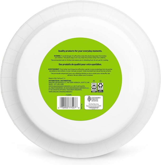 Amazon Basics Everyday Paper Plates, 10 Inch, Disposable, Packaging May Vary - Image 6