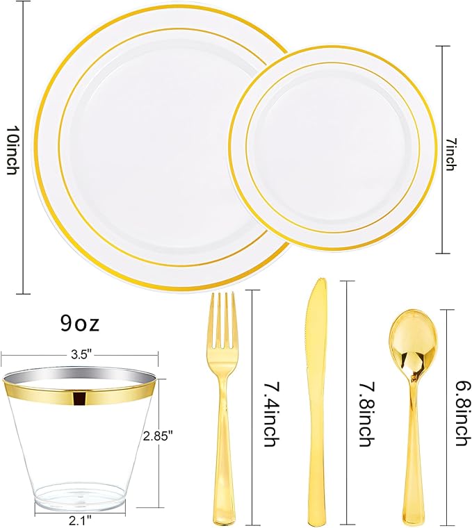 bUCLA 300PCS Gold Disposable Dinnerware Set - Image 2