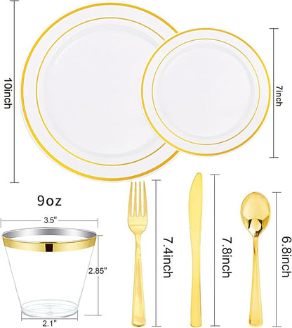 bUCLA 300PCS Gold Disposable Dinnerware Set - Image 2