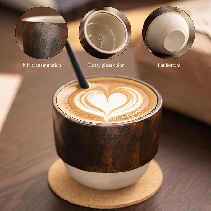 7oz Ceramic Espresso Cup, Modern Handleless Pottery Coffee Mug - Image 2