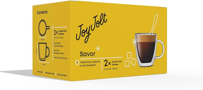 JoyJolt Savor Double Wall Insulated Glasses Espresso Mugs - Image 9