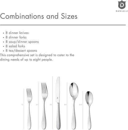 Silverware Set for 8 – 18/10 Stainless Steel Flatware, Mirror Polished, Dishwasher Safe, Heavy-Duty, Rust Resistant, Elegant Tableware (40-Piece Set, Fidenza)