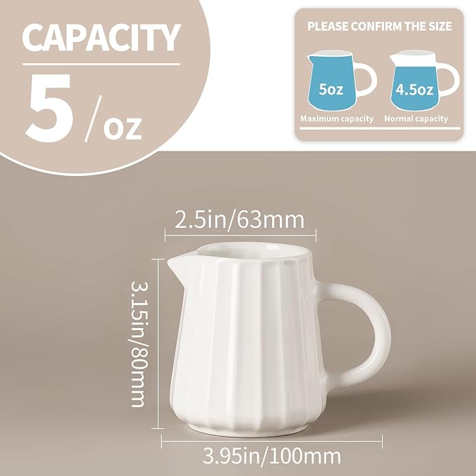Gurygo Wave Shaped 2 Pack 5 Oz Classic White Creamer - Image 2