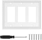 White Modern Decorative Wall Plate Light Switch Cover Decorator Outlet Covers Rocker Switch Plates Bamboo Fiber Material Wall Plates for Kitchen Bathroom (3 Gang Triple Decorator-1 Pack)