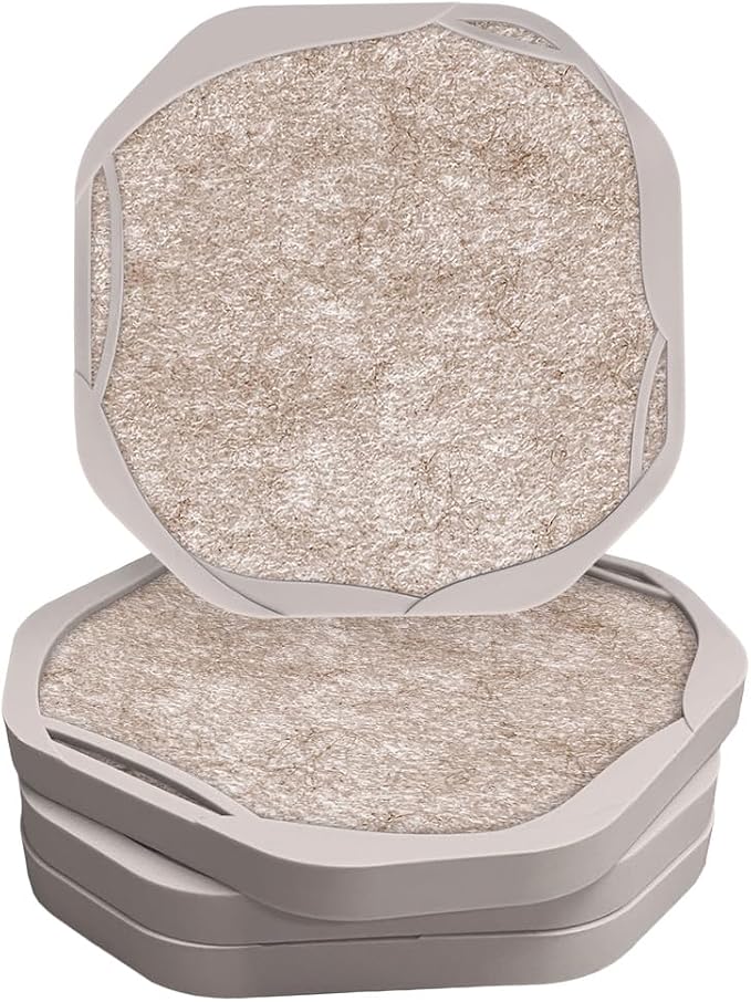 UMIRRO Absorbent Felt & Silicone Drink Coasters Set of 4, Neutral Beige | by Umirro