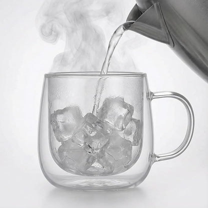 10oz Double Walled Glass Coffee Mugs Set of 2, Borosilicate Glass Cup, Heat & - Image 2